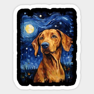 Redbone Coonhound Dog Starry Night Painting Dog Mom Dad Sticker